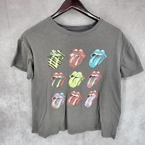 The Rolling Stones Shirt Mens Medium Gray Short Sleeve Graphic Tee Cotton *